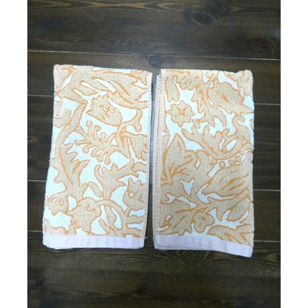 Anthropologie Set of 2 Devon Floral Collection Hand Towels 100% Cotton 16